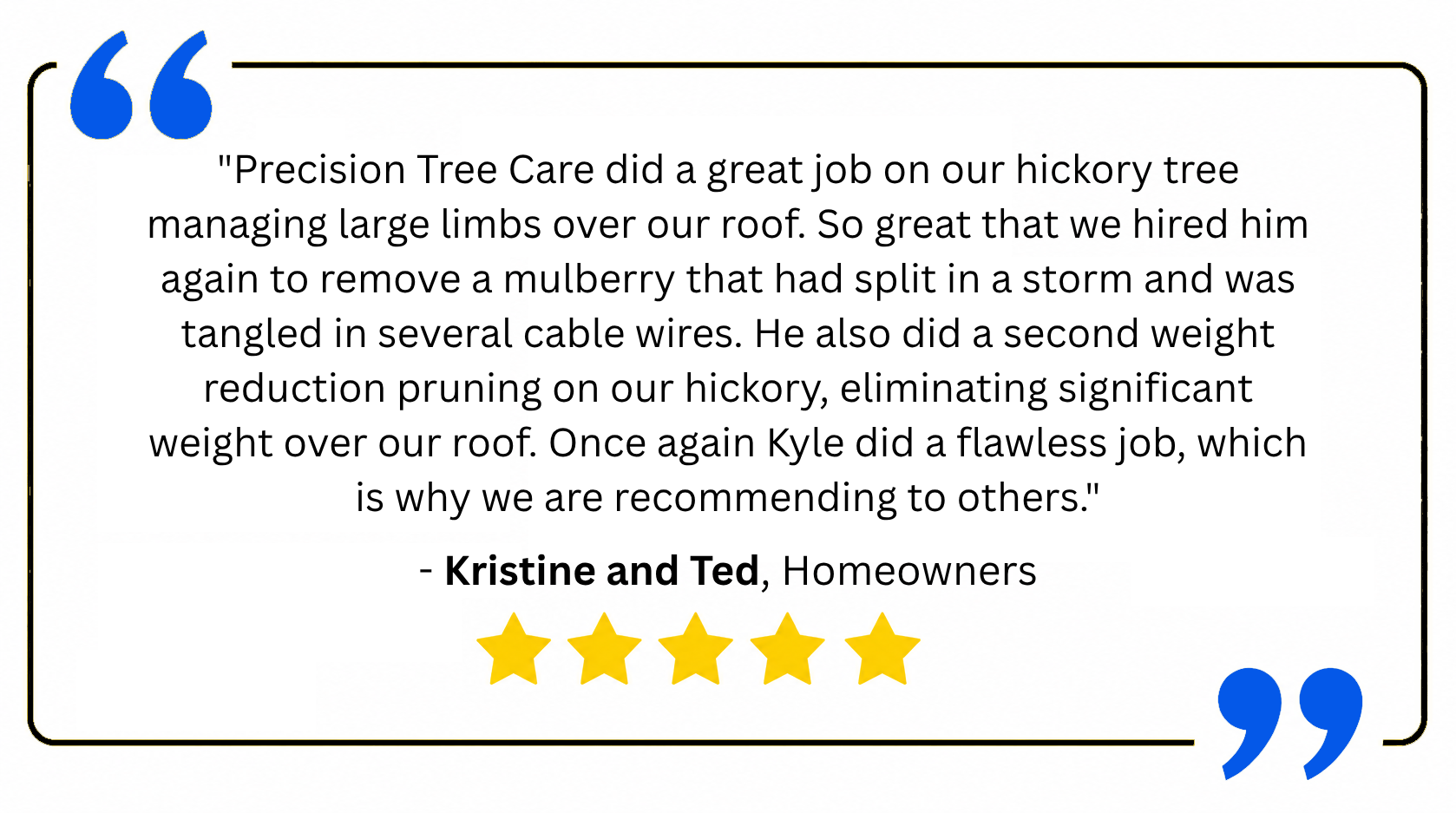 testimonial from Kristine and Ted